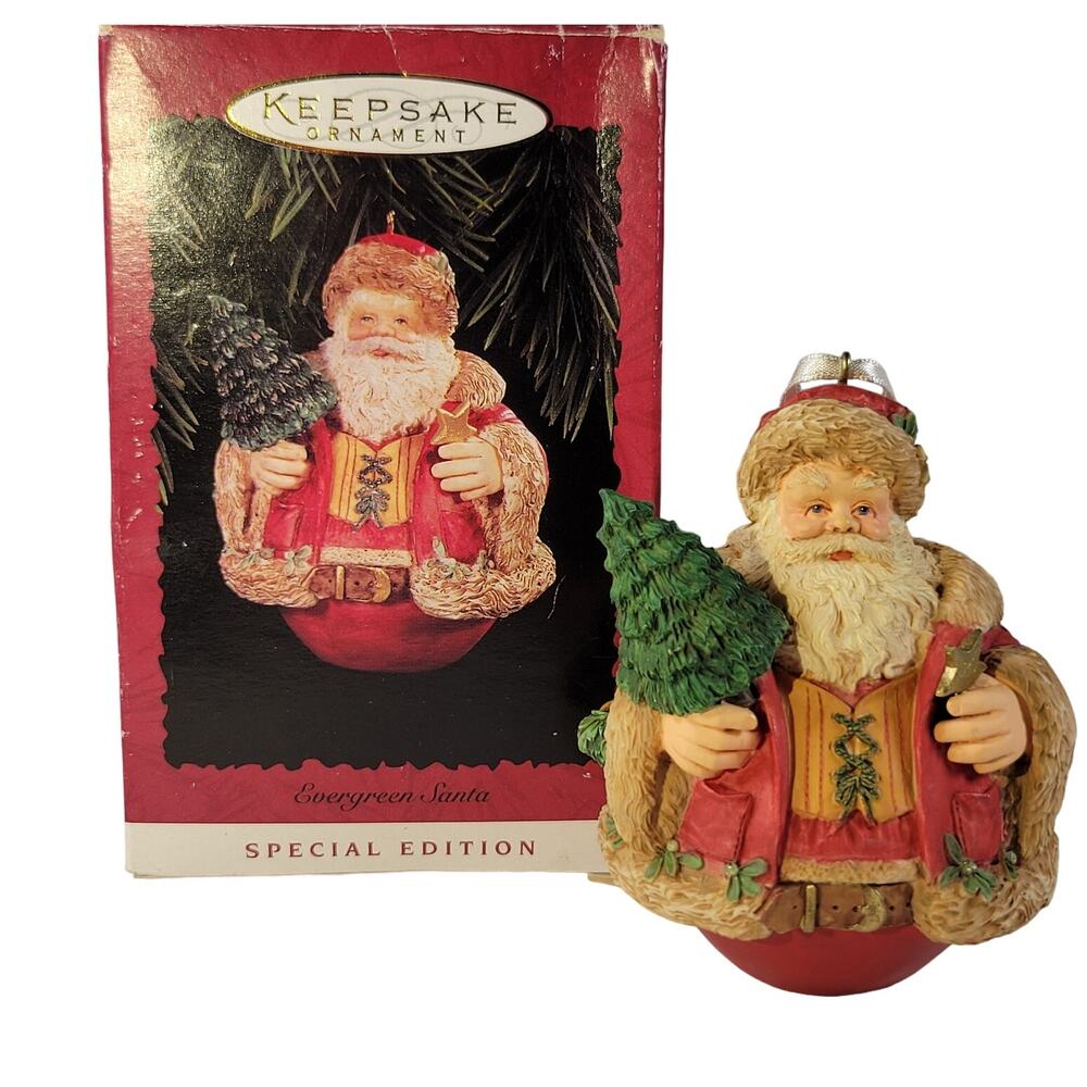 1996 Hallmark Keepsake Evergreen Santa Ornament Special Edition